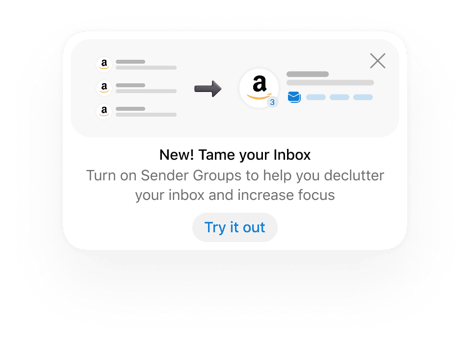 Tame your Inbox feature card